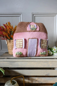 Cozy Pink House Pillow Cushion Knitting Pattern