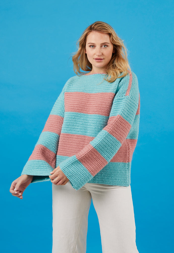 Paintbox Yarns Show Stripes Sweater Crochet Pattern