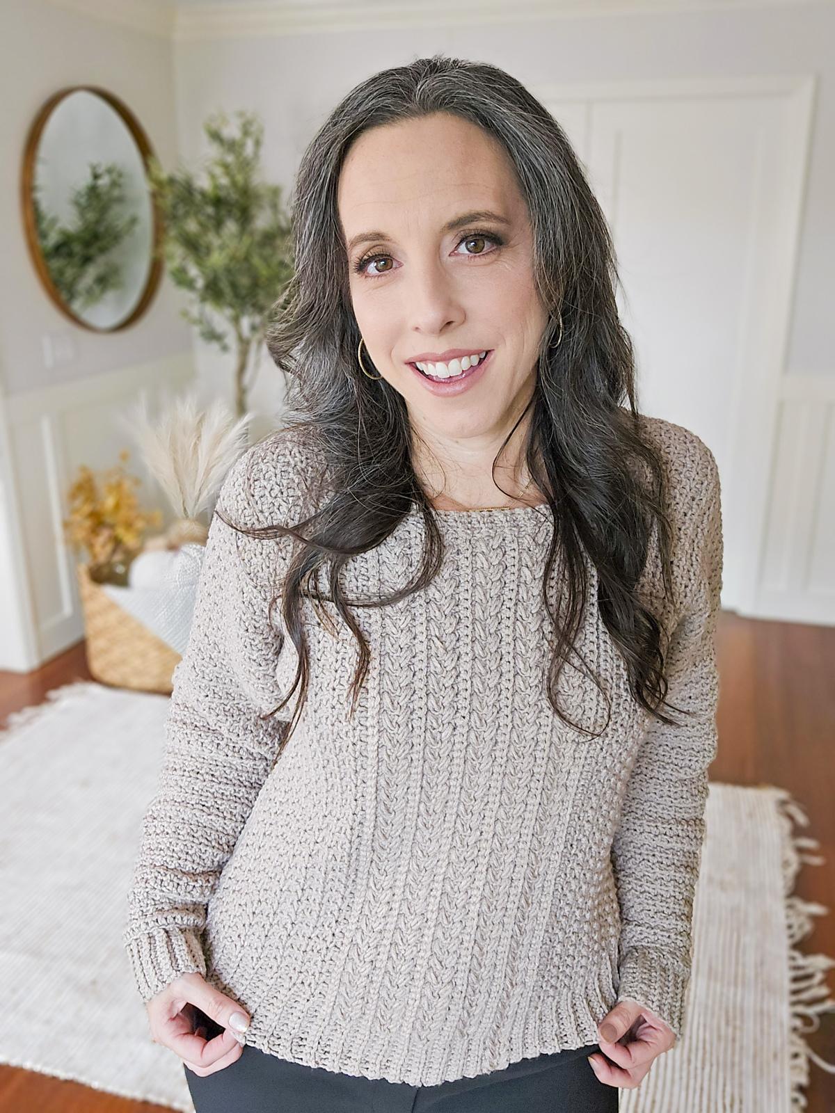 Toasty Wheat Crochet Sweater