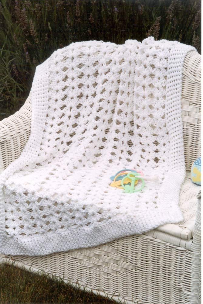 Shell Flower Baby Afghan in Plymouth Yarn Fantasy Naturale - F032 - PDF