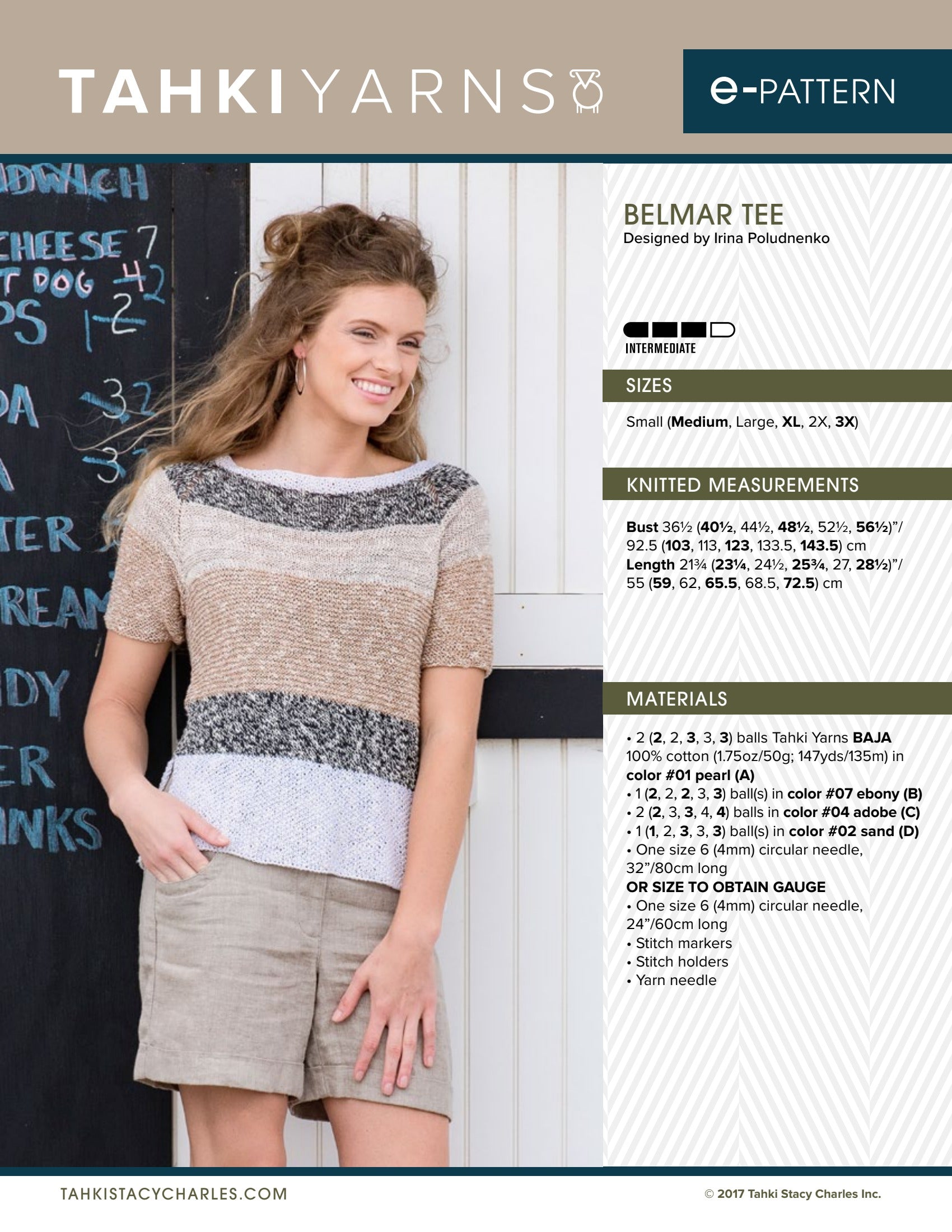 Tahki Yarns Belmar Tee Knitting Pattern