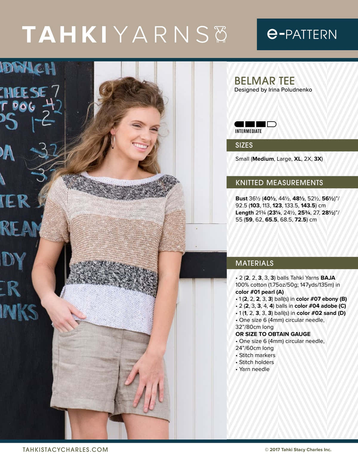 Tahki Yarns Belmar Tee Knitting Pattern