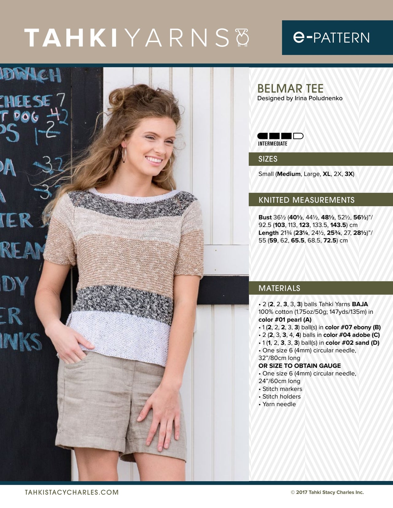 Tahki Yarns Belmar Tee Knitting Pattern
