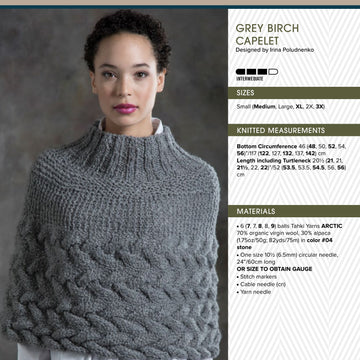 Tahki Yarns Grey Birch Capelet Knitting Pattern