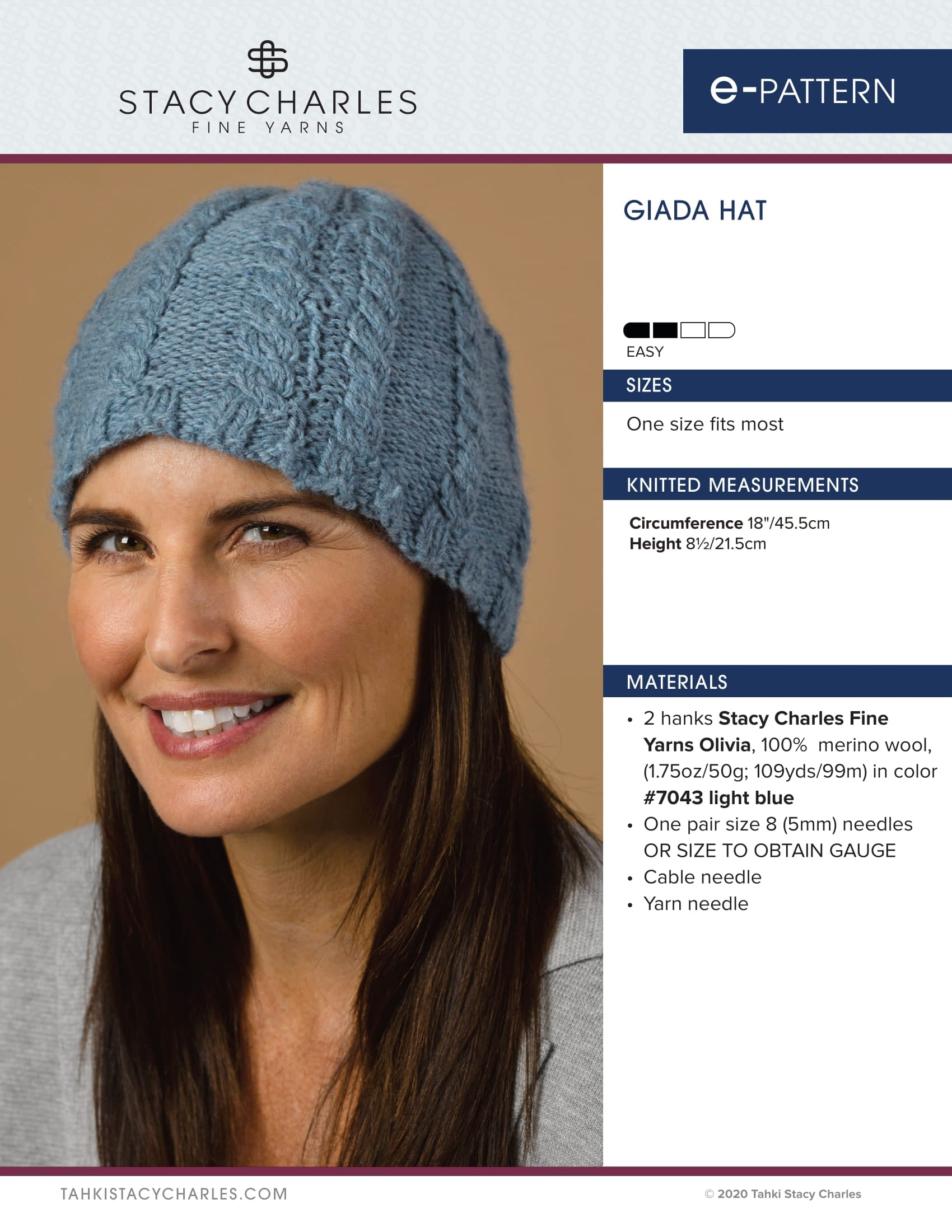 Stacy Charles Fine Yarns Giada Hat Knitting Pattern