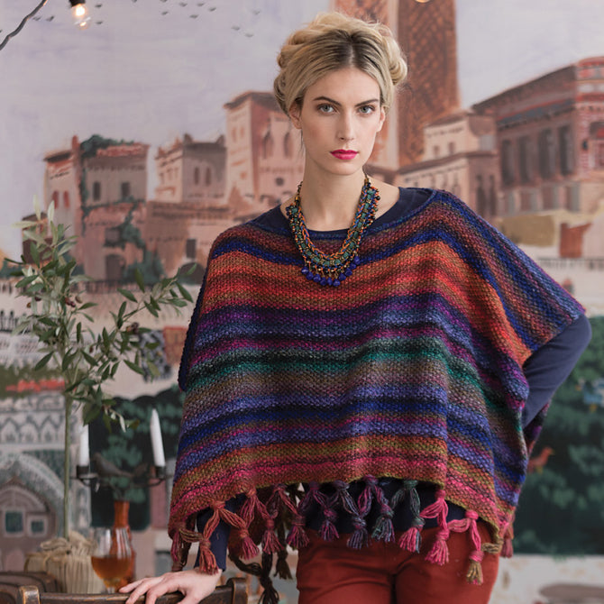 Noro Fringed Poncho Cape Knitting Pattern