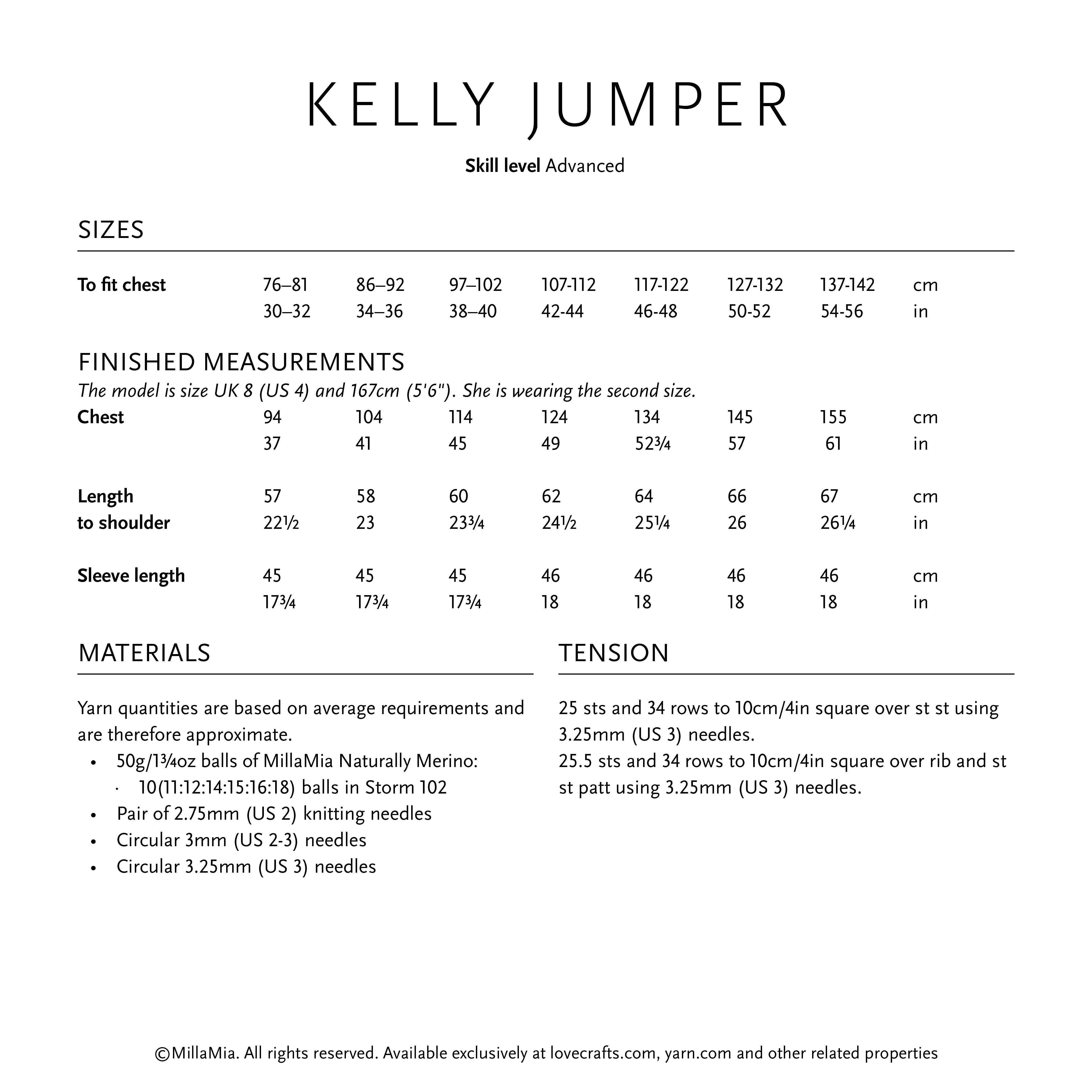 MillaMia Kelly Jumper Knitting Pattern