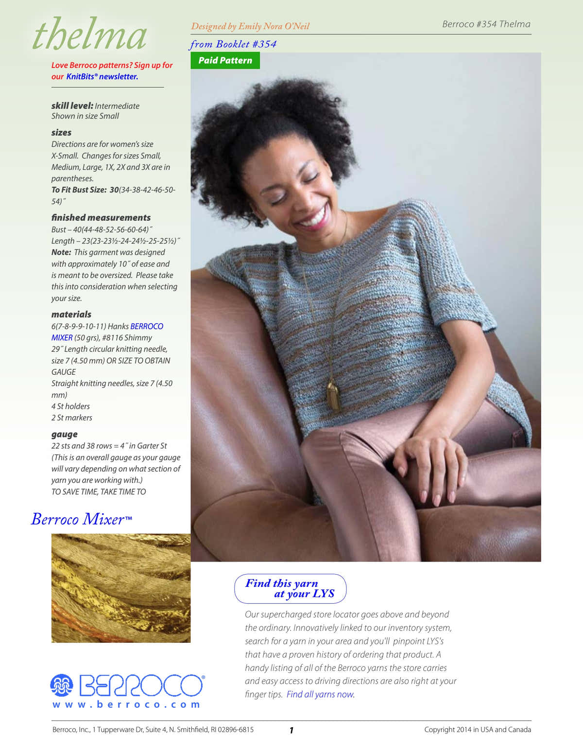 Berroco Thelma Jumper Knitting Pattern
