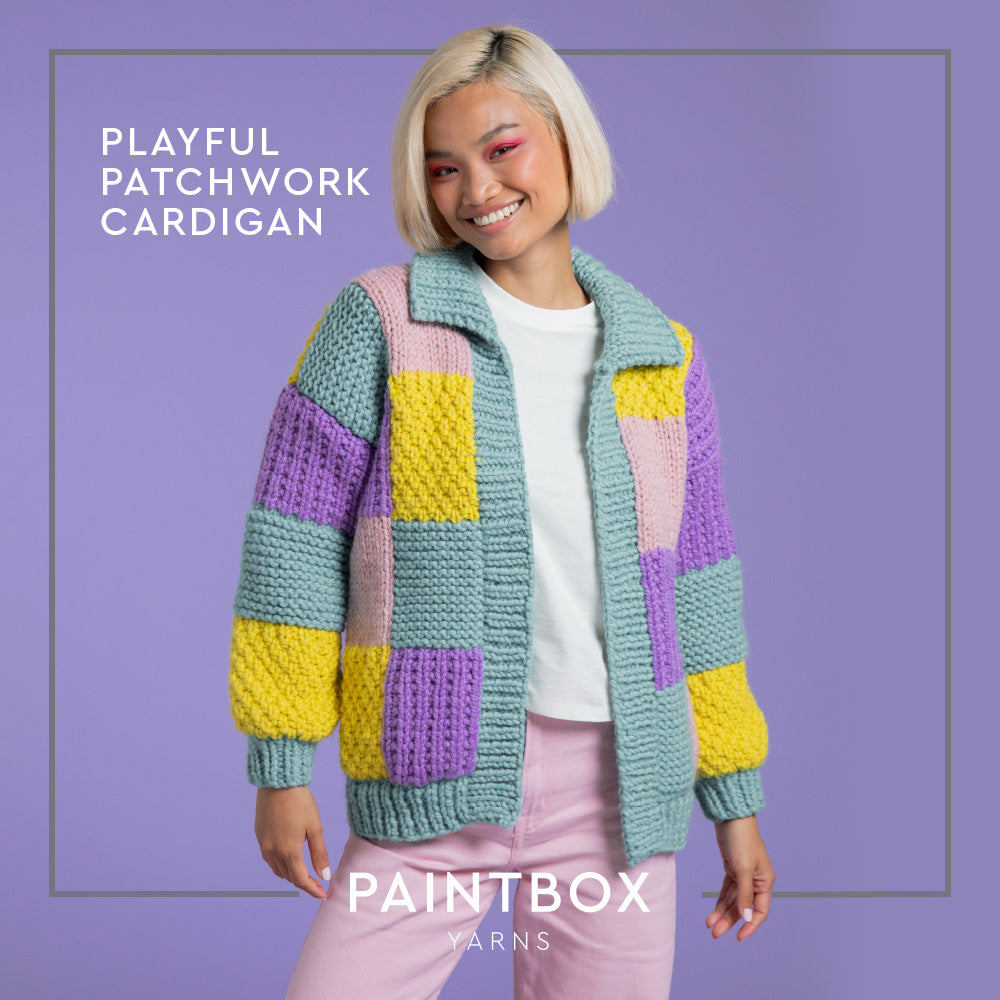 Paintbox Yarns Playful Patchwork Cardigan Knitting Pattern