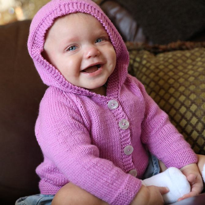Plymouth Yarn Baby's Hooded Cardigan Knitting Pattern