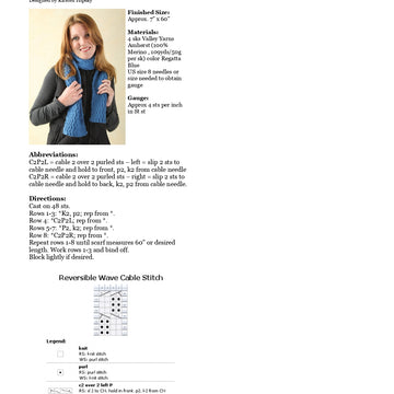 Valley Yarns Reversible Wave Cabled Scarf Knitting Pattern