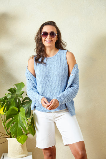 Cardigan & Top in King Cole Linendale DK - P5988 - Leaflet