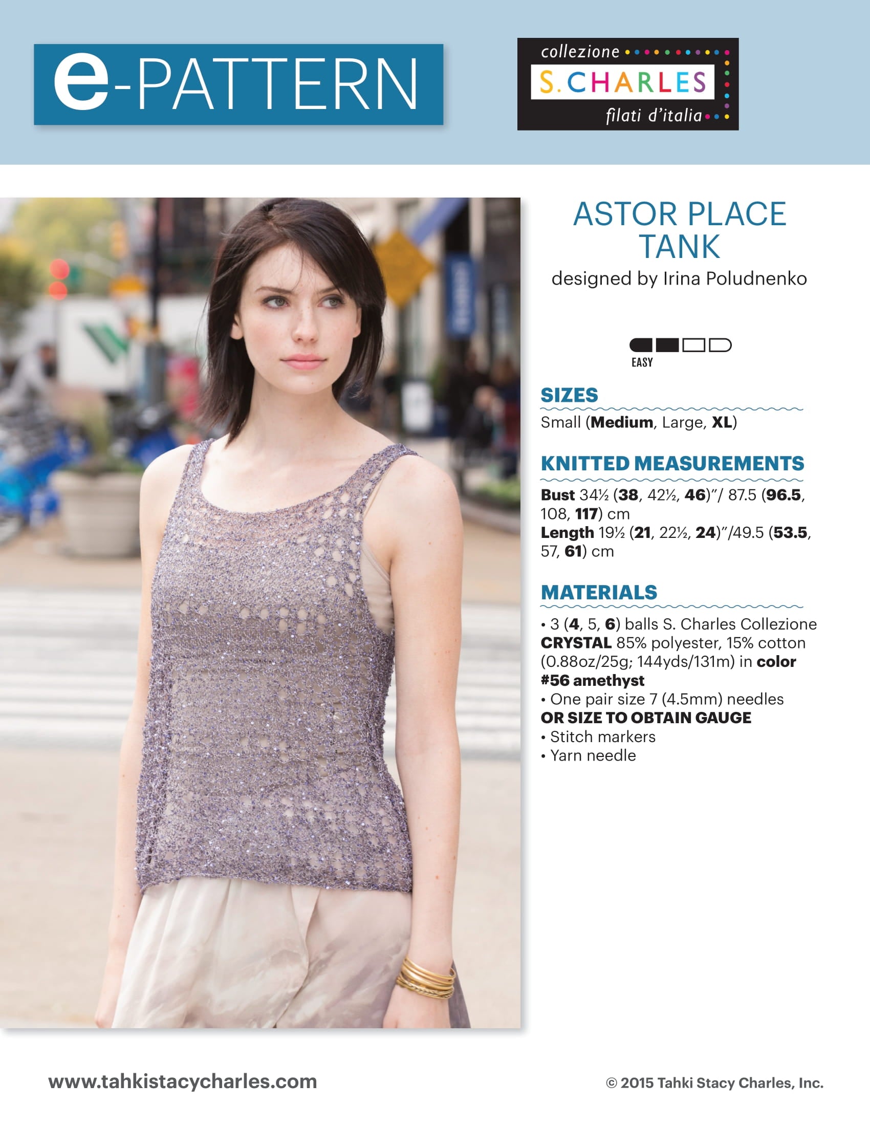 Stacy Charles Fine Yarns Astor Place Tank Knitting Pattern