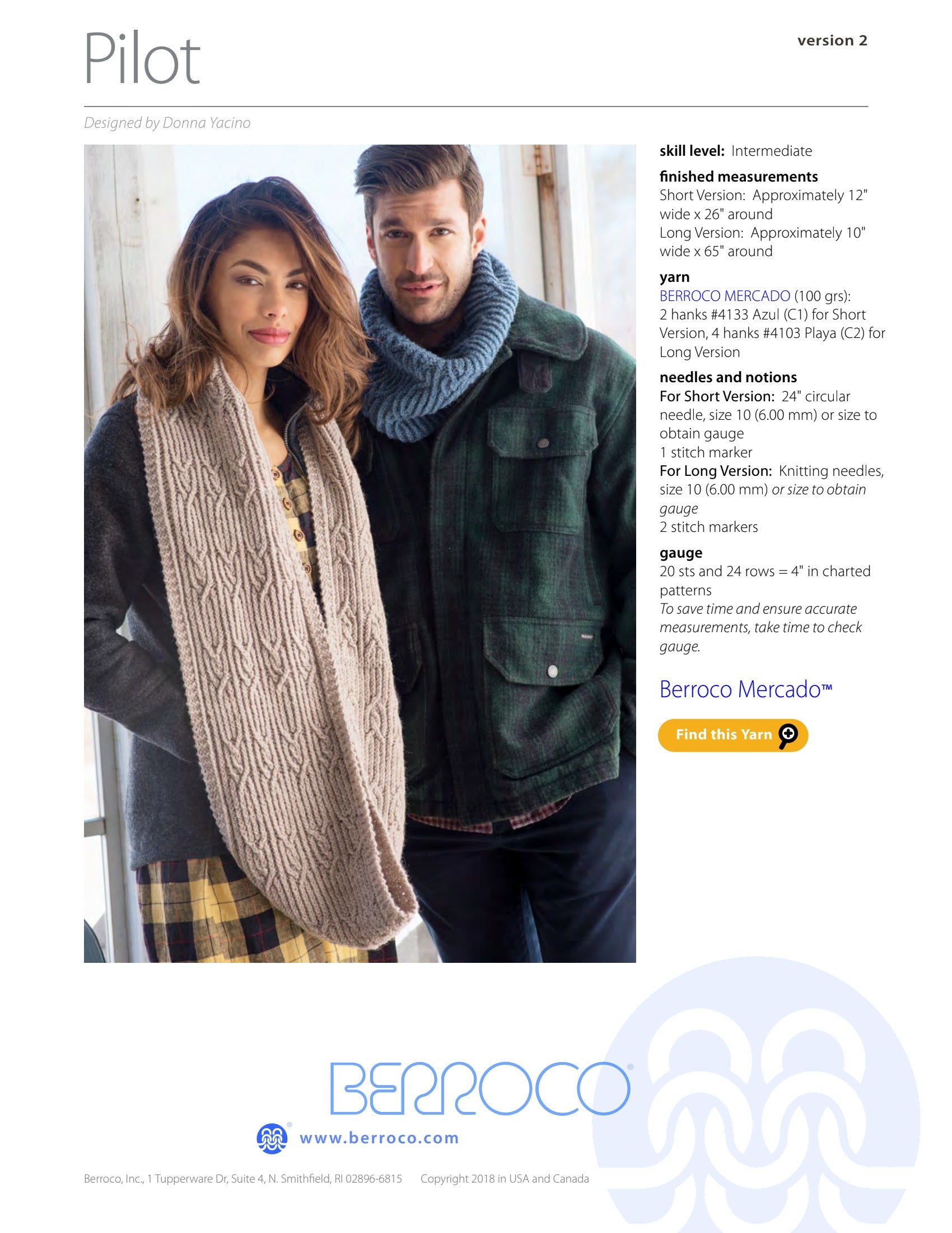 Berroco Pilot Cowl Knitting Pattern