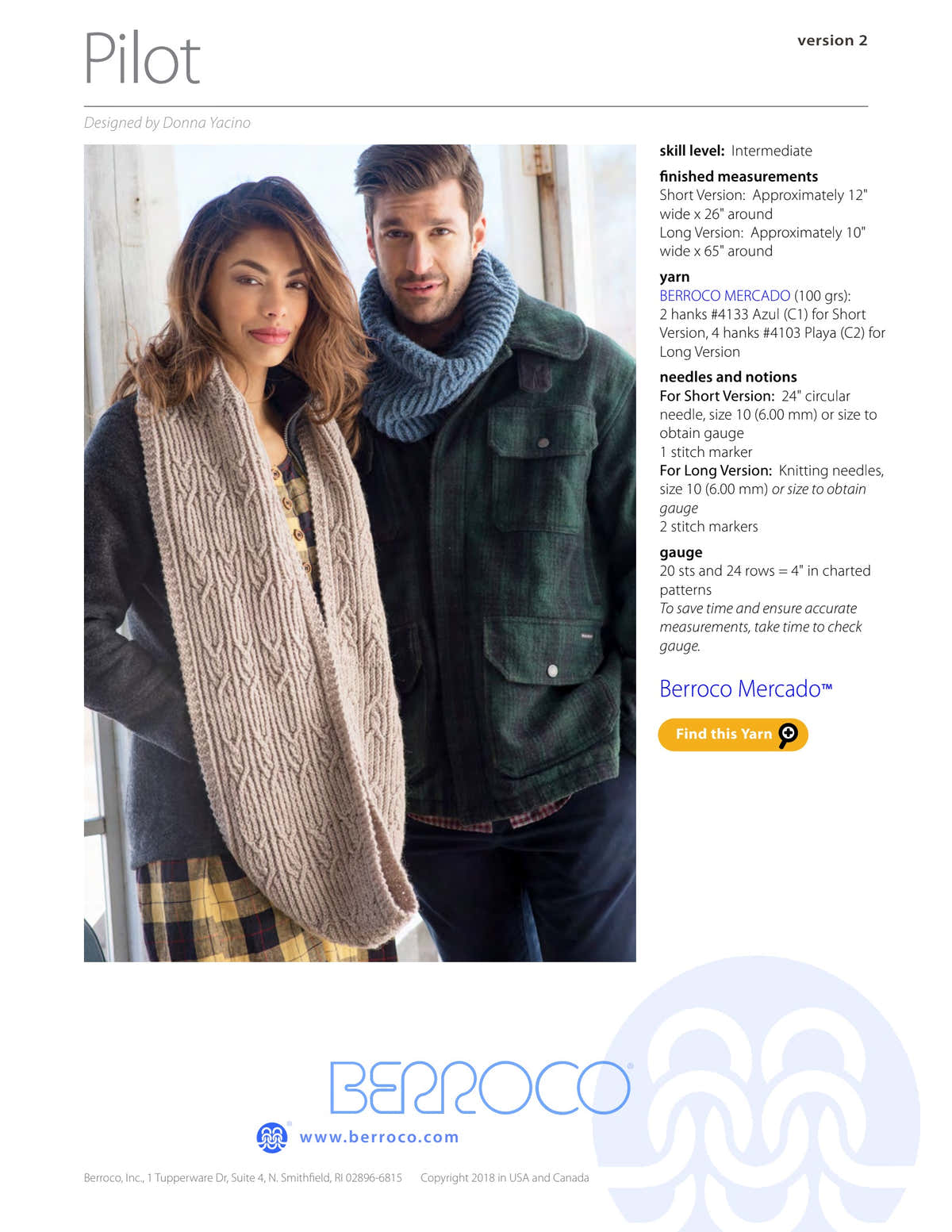 Berroco Pilot Cowl Knitting Pattern