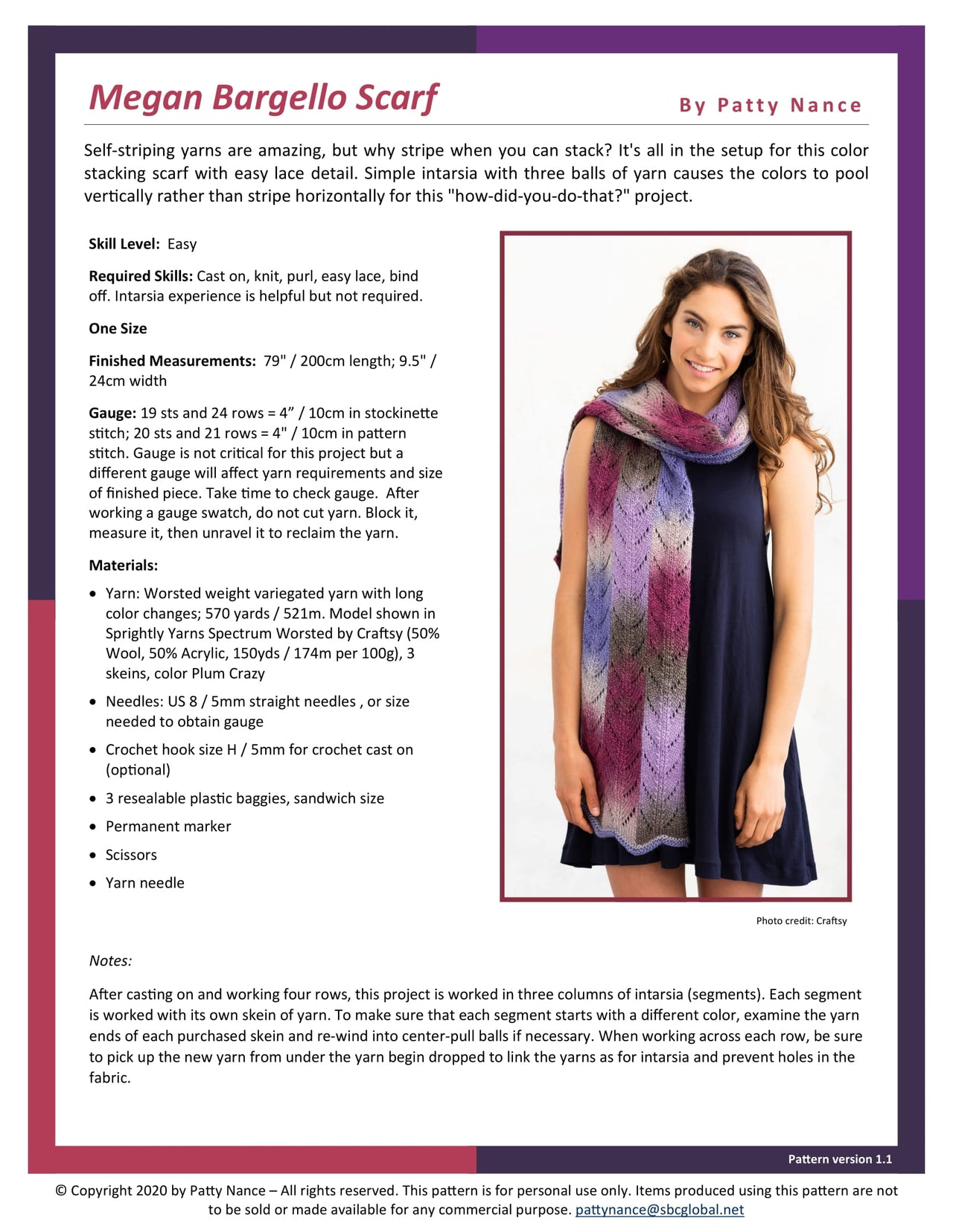 Patty's Knits Megan Bargello Scarf Knitting Pattern