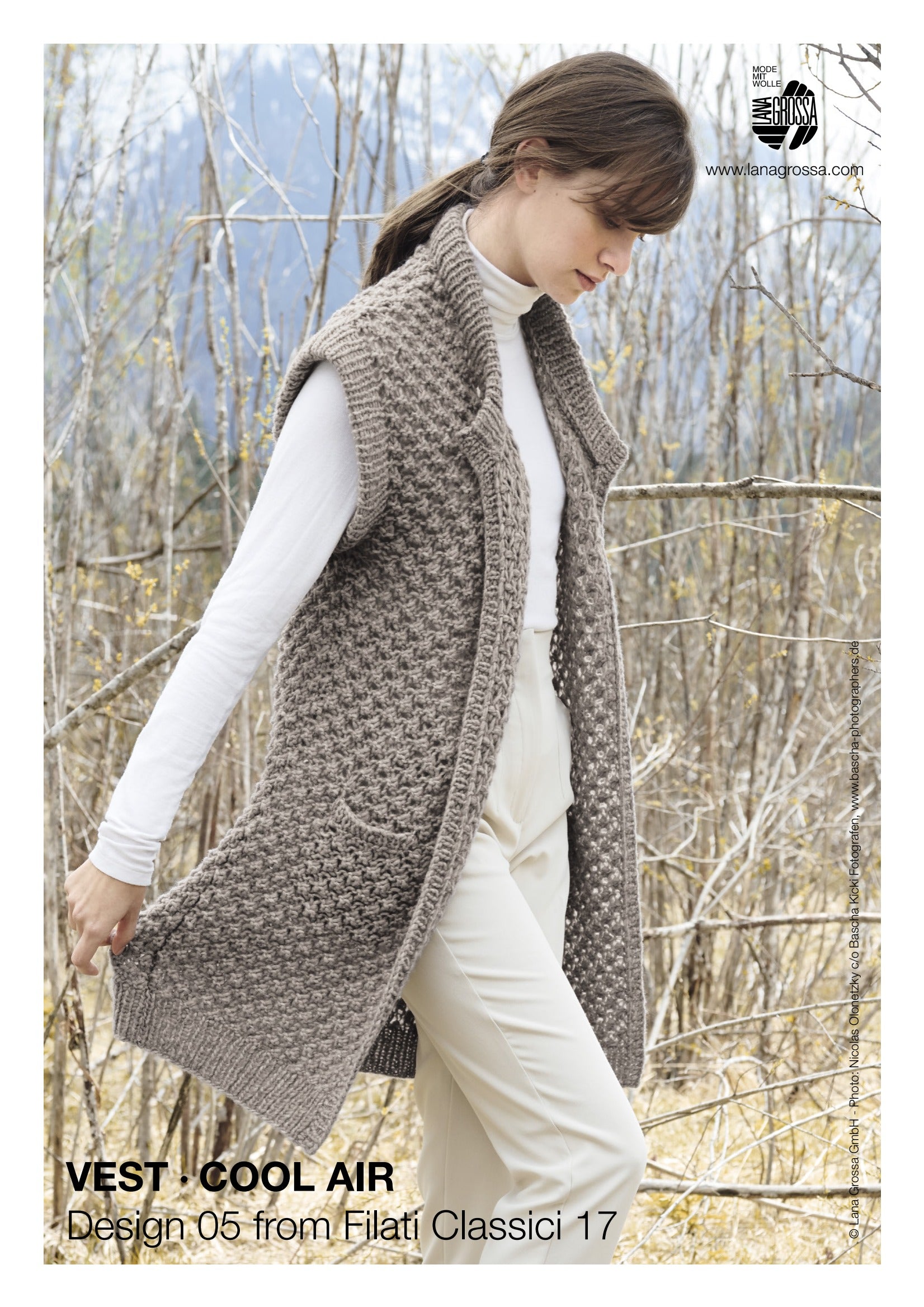 Lana Grossa Long Sweater Vest Knitting Pattern