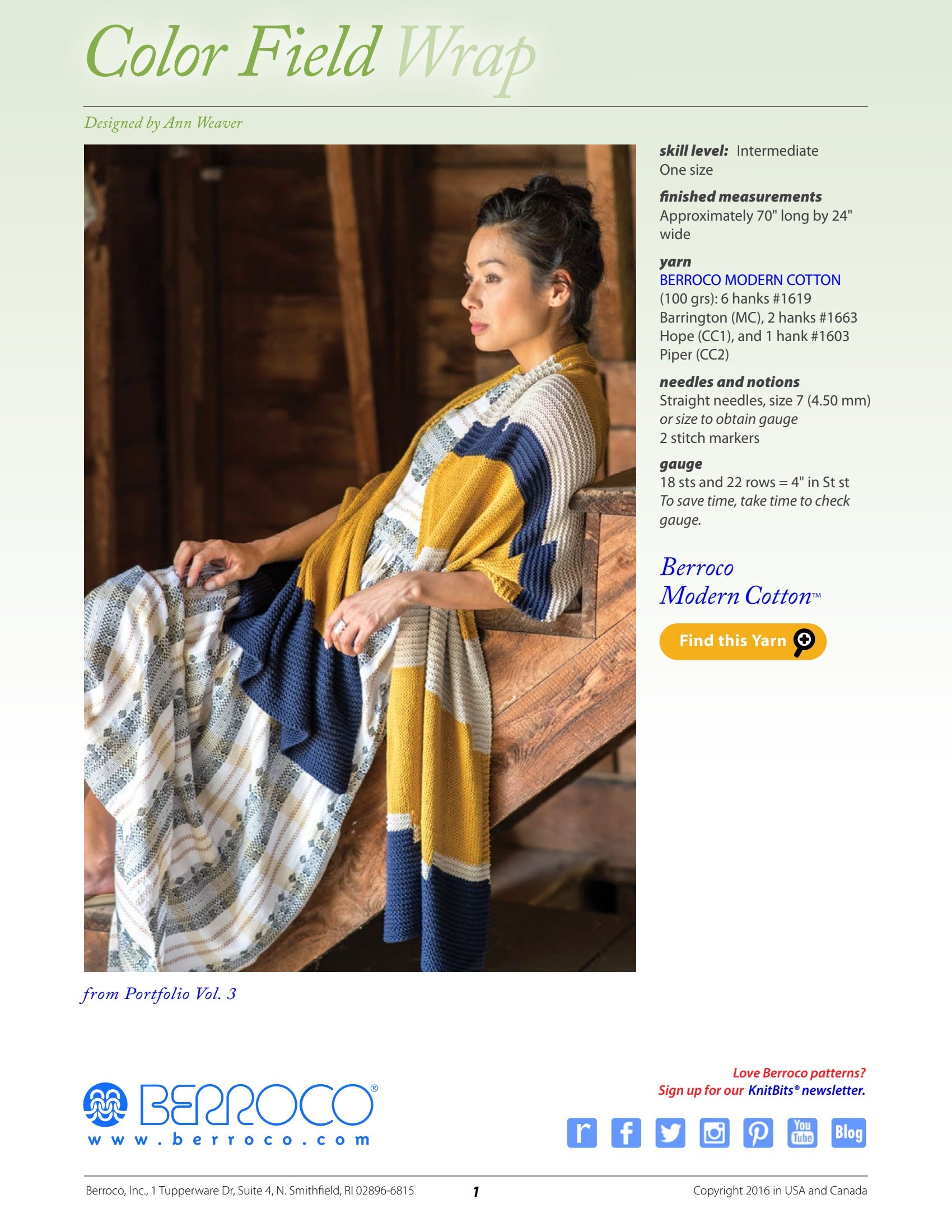 Berroco Color Field Wrap Knitting Pattern