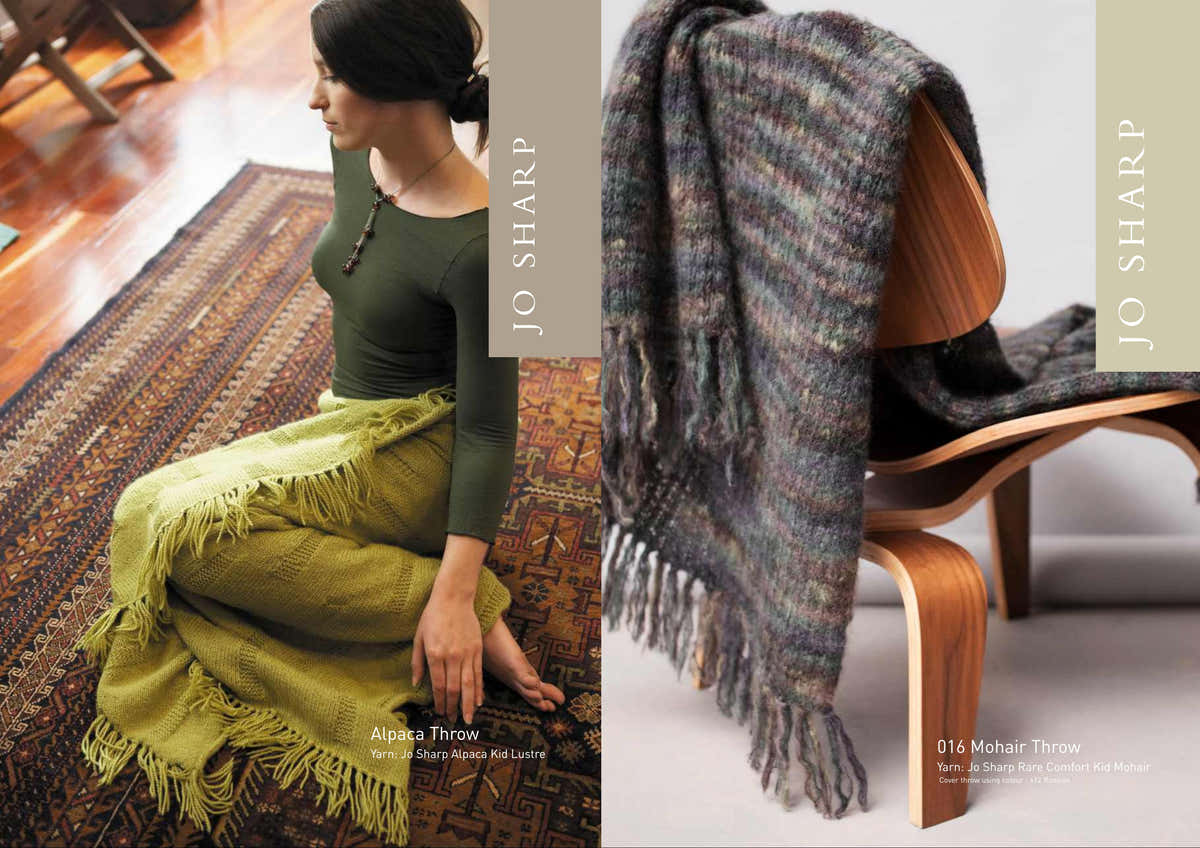 Jo Sharp Mohair Throw and Alpaca Throw Knitting Pattern