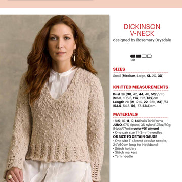 Tahki Yarns Dickinson V-Neck Knitting Pattern