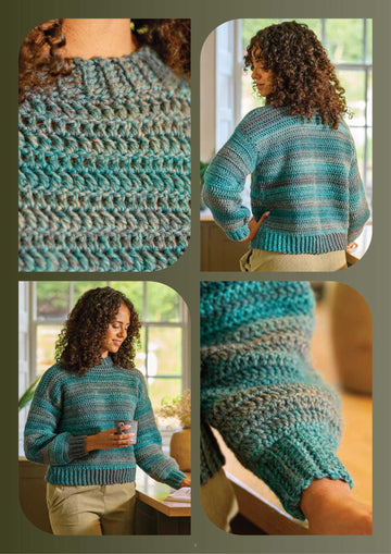 Raine Crochet Crew Neck Jumper by Cassie Ward in Retreat Twist Chunky