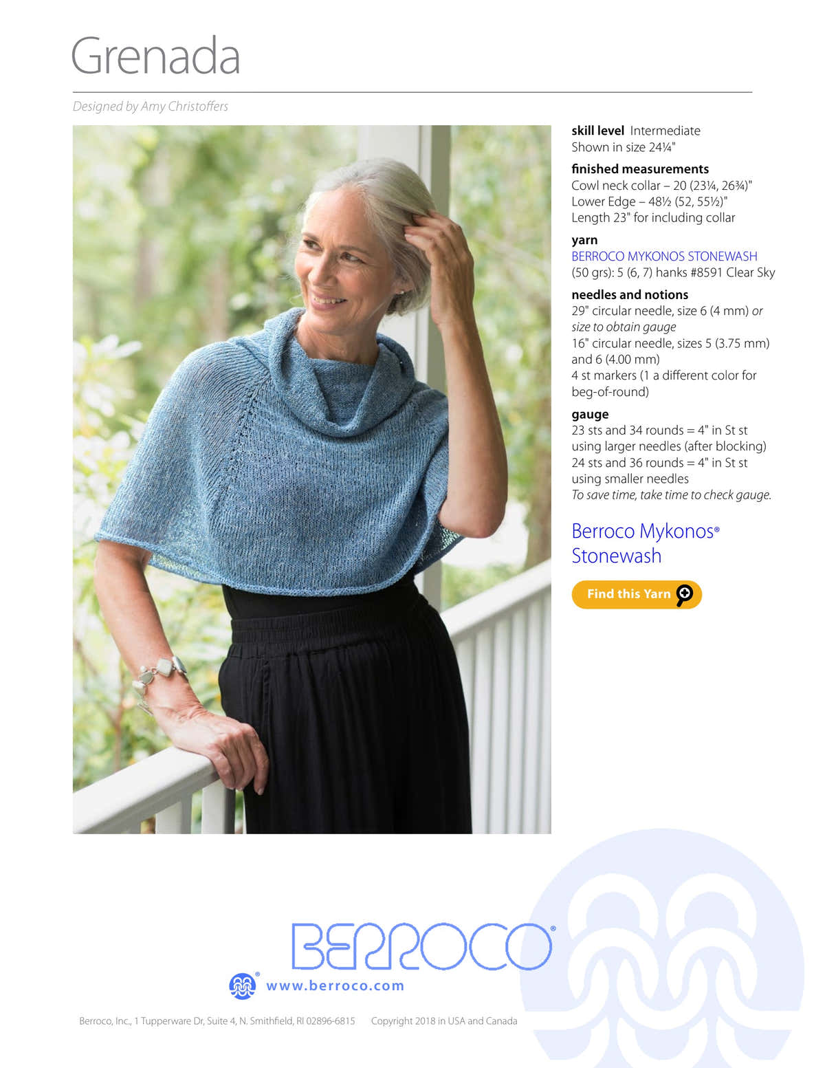 Berroco Grenada Cape Knitting Pattern