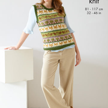 Fairisle Sweater and Tank Top in King Cole Merino Blend DK - 6364 - Leaflet