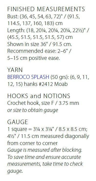 Berroco Menorca Jumper Crochet Pattern