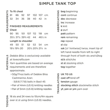 Debbie Bliss Simple Tank Top Knitting Pattern