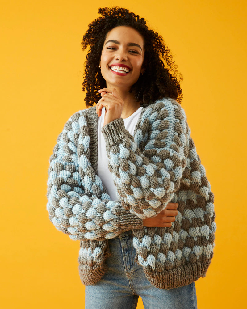 Paintbox Yarns Bubble Stitch Cardigan Knitting Pattern