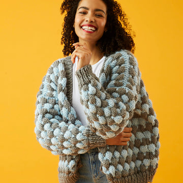 Paintbox Yarns Bubble Stitch Cardigan Knitting Pattern