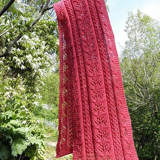 Baah Yarn Pink Coral and Lace Scarf Knitting Pattern