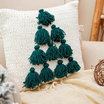 Tree Tassel Knit & Crochet Pillow