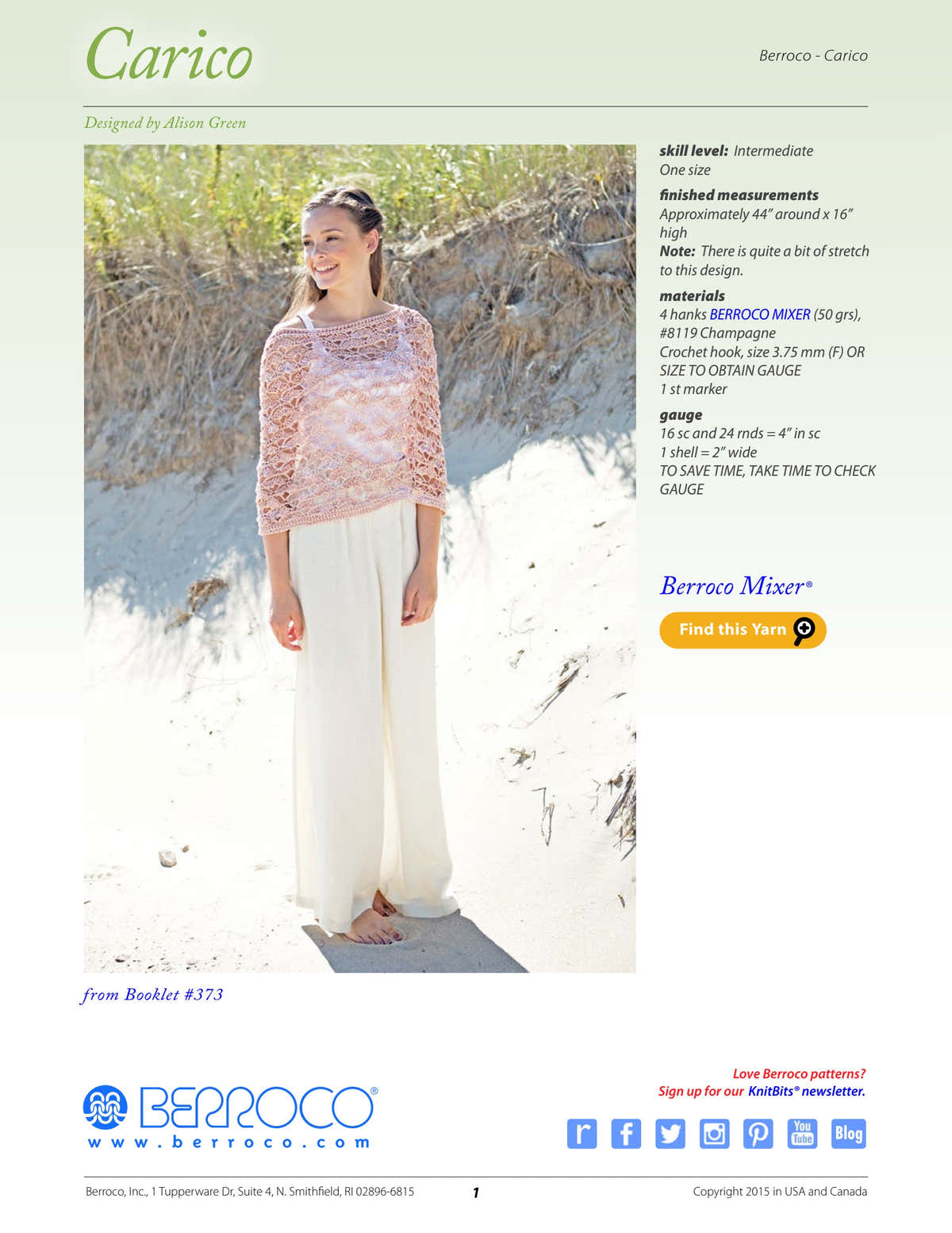 Berroco Carico Cape Crochet Pattern