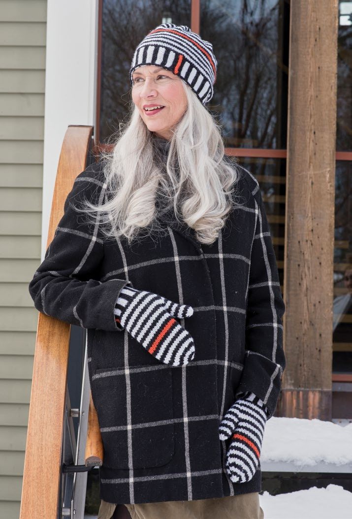 Ups and Downs Stripe Hat & Mittens Knitting Pattern