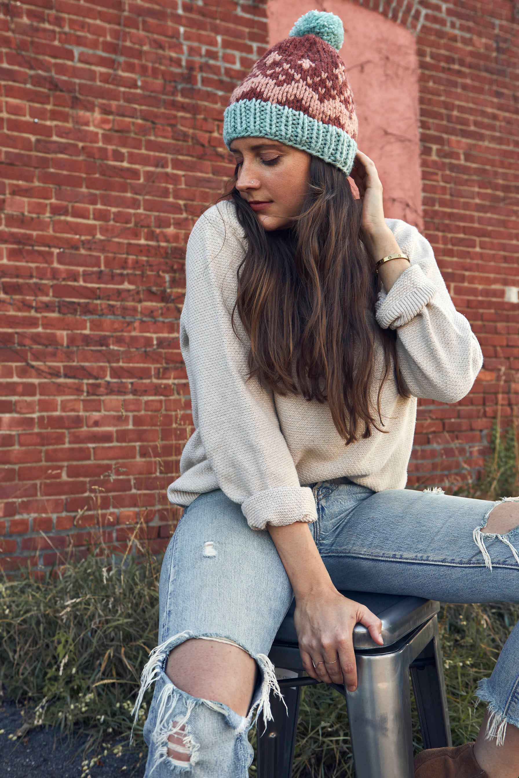 Trio Toboggan Hat Knitting Pattern
