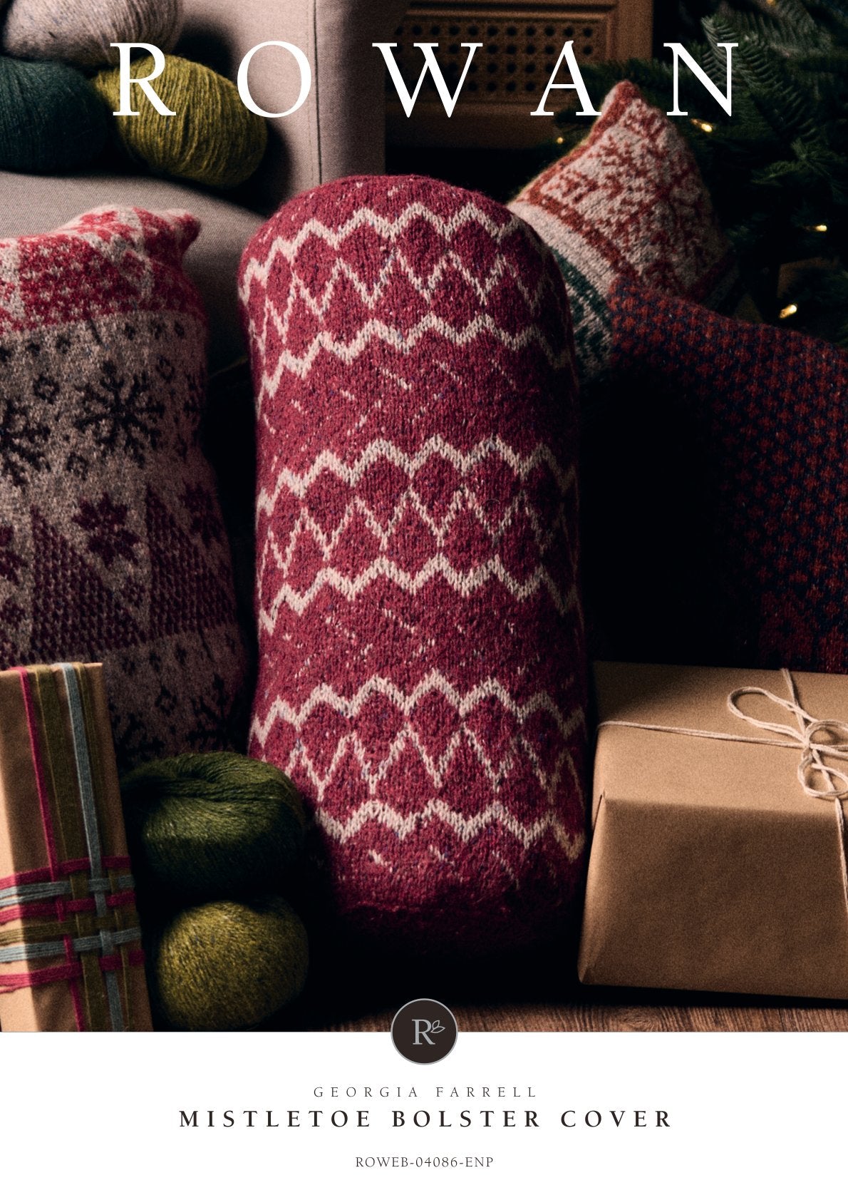 Mistletoe Bolster Cover Cushion Knitting Pattern