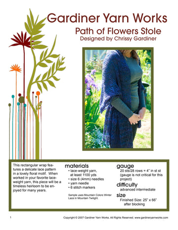 Gardiner Yarn Works Path of Flowers Stole Knitting Pattern