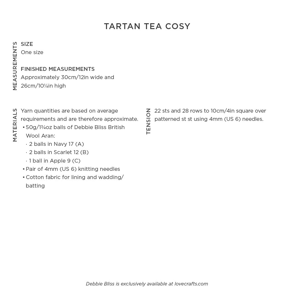 Debbie Bliss Tartan Tea Cosy Knitting Pattern