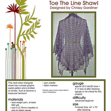 Gardiner Yarn Works Toe the Line Shawl Wrap Knitting Pattern