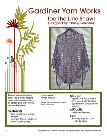 Gardiner Yarn Works Toe the Line Shawl Wrap Knitting Pattern
