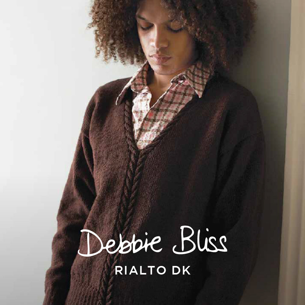 Debbie Bliss Man's Cabled Neck Sweater Knitting Pattern