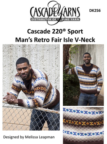 Men's Retro Fair Isle Pullover in Cascade 220 Sport - DK256 - Free PDF