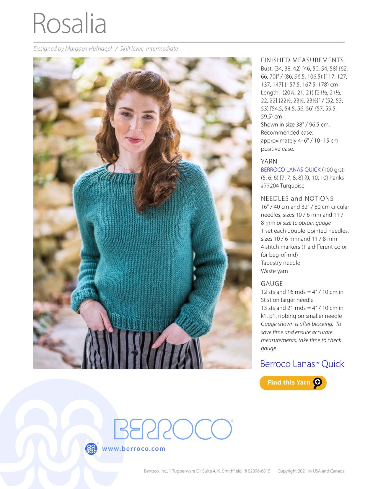 Berroco Rosalia Jumper Knitting Pattern