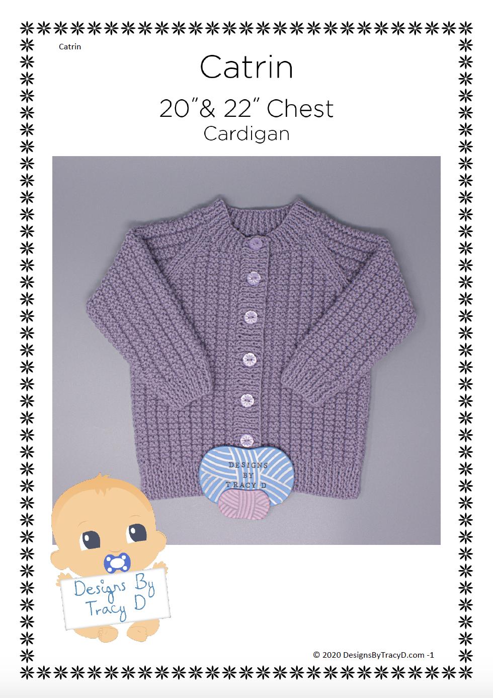 Catrin Unisex baby cardigan 20" & 22" chest size
