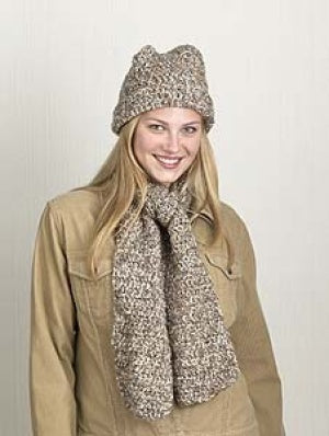 One-Skein Hat & Scarf in Lion Brand Homespun - 30144-K PDF
