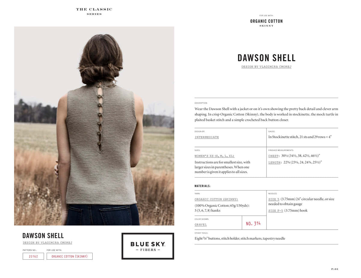 Blue Sky Fibers Dawson Shell Jumper Knitting Pattern