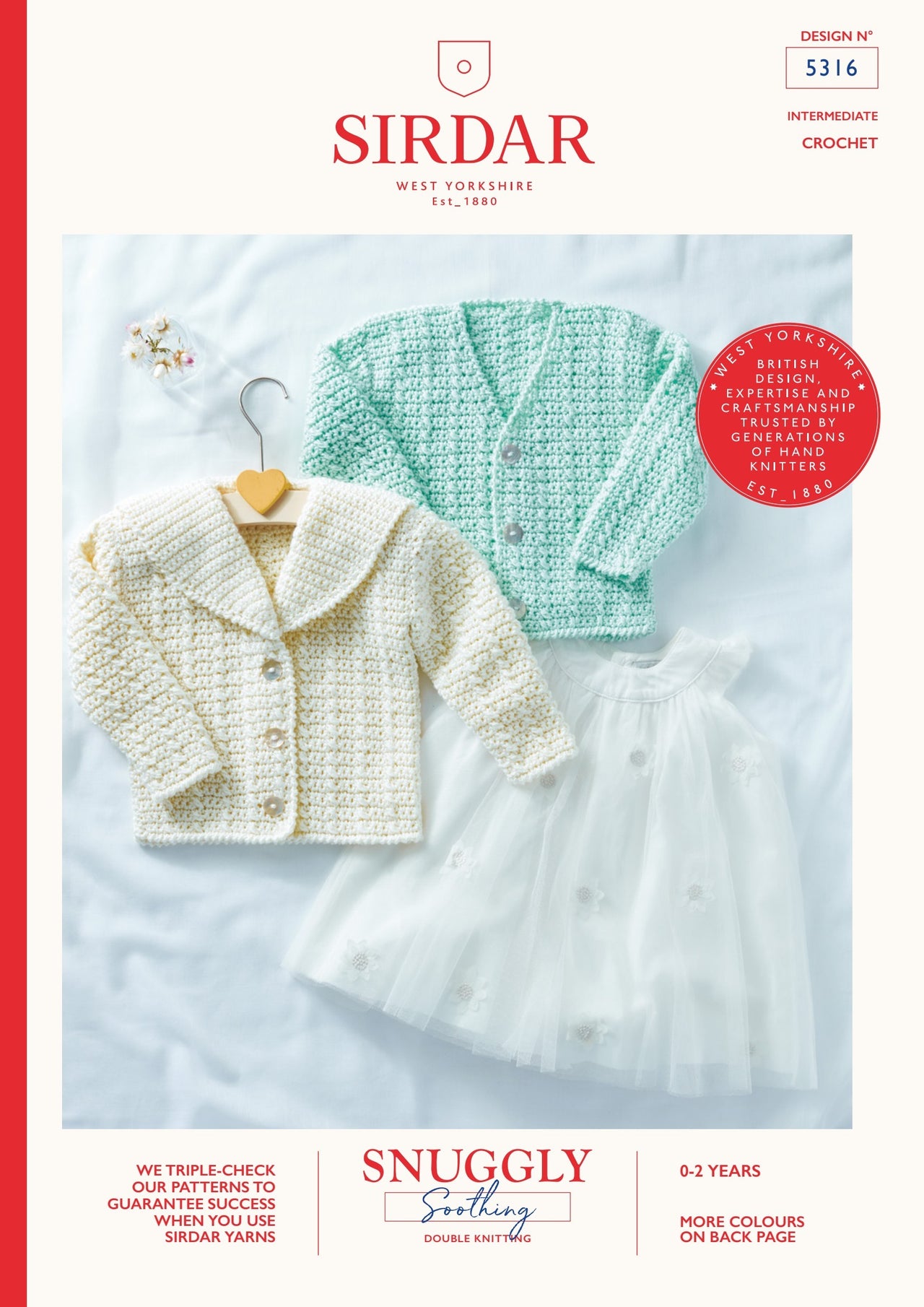 Sirdar 5316 V-Neck and Collared Crocheted Cardigan in Soothing PDF