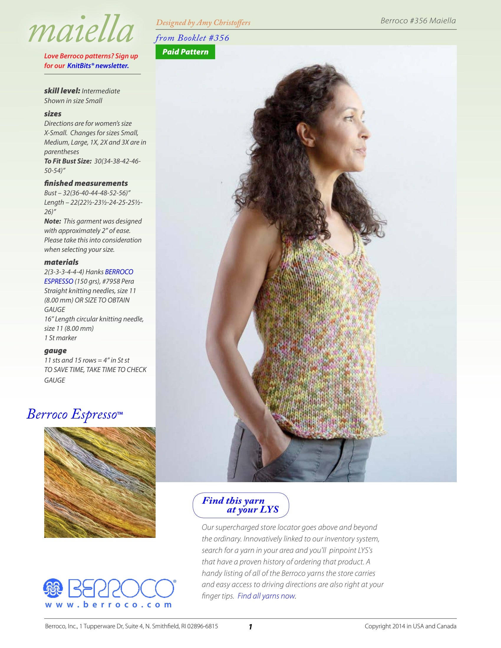 Berroco Maiella Jumper Knitting Pattern