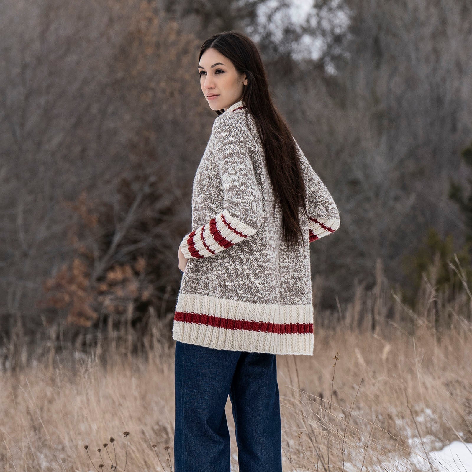 Blue Sky Fibers Hood River Cardigan Knitting Pattern